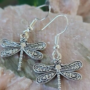 Handcrafted Dragonfly Earrings Of Silver Alloy